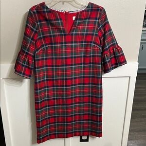 Vineyard Vines Plaid Greenwich Flutter Sleeve Dress Size 0 Tartan Plaid Holiday